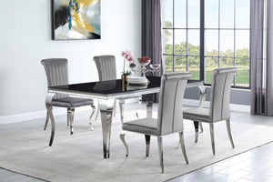 Carone 5-piece 81-inch Rectangular Black Glass Dining Set Grey