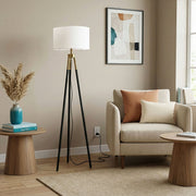 Sway - Floor Lamp With On / Off Switch Triple Legs Shade - Black / Gold / White - R&R Furniture Gallery (Fountain Valley, CA)