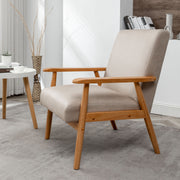 US Pride wide classic mid-century modern arm chair with wooden legs and cushioned seat, showcasing sleek design and plush upholstery.