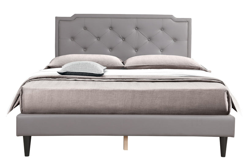 Button tufted upholstered bed by Glory Furniture, cozy and elegant design perfect for comfortable bedrooms.