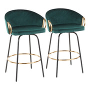Set of two Lumi Source Claire contemporary glam counter stools with stylish upholstered seats and sleek metal legs.