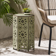 Noble House Eliana side table with a sleek wooden top and black metal legs, modern accent piece for living rooms.