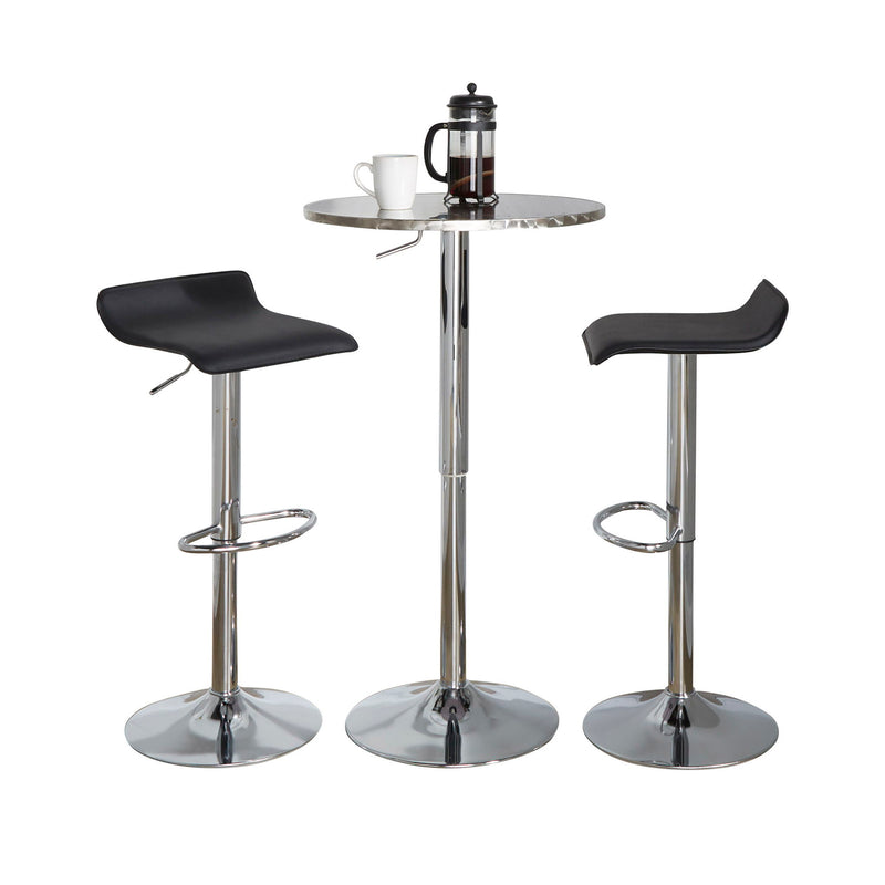 Lumi Source 3-piece bistro round dining set with adjustable oval footrest, featuring modern contemporary style for dining or bar area.