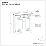Simpli-Home Amherst accent storage cabinet with wood finish and modern design, featuring doors and interior shelves.