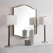 Gold Cerise wall mirror by Uttermost featuring a round mirror with a stylish gold frame for modern decor accents.