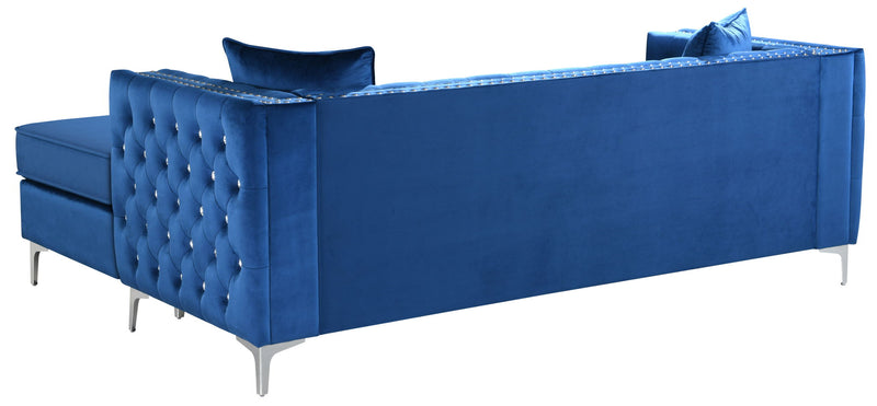 Glory Furniture Paige stationary sectional sofa with chaise, featuring plush cushions and modern design in a living room setting.