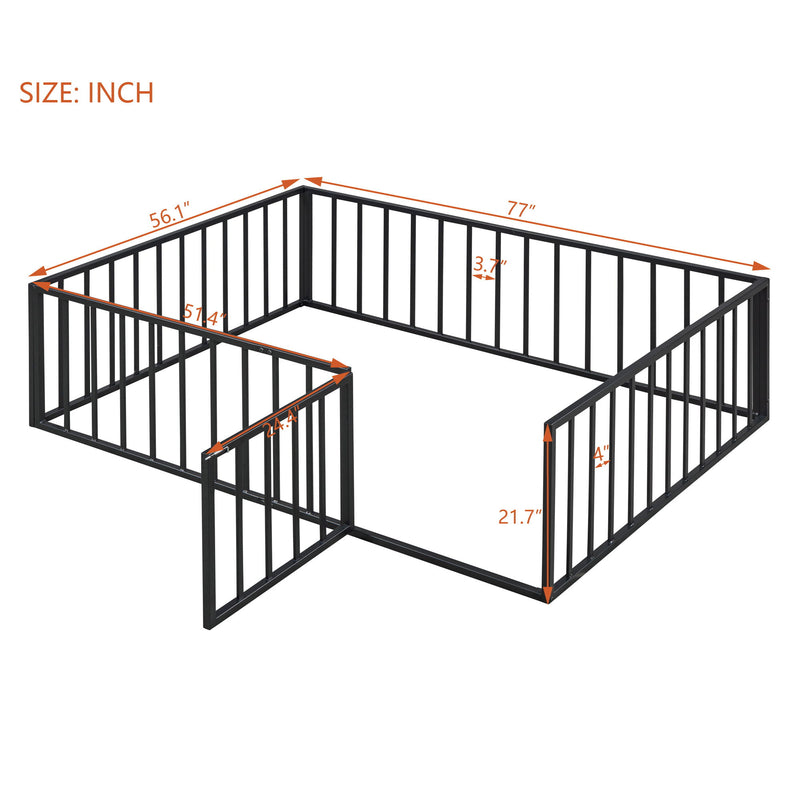 Metal Floor Bed Frame With Fence And Door - R&R Furniture Gallery (Fountain Valley, CA)
