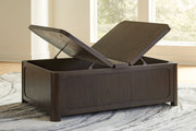 Breckington - Cocktail Table With Storage - Dark Brown - R&R Furniture Gallery (Fountain Valley, CA)