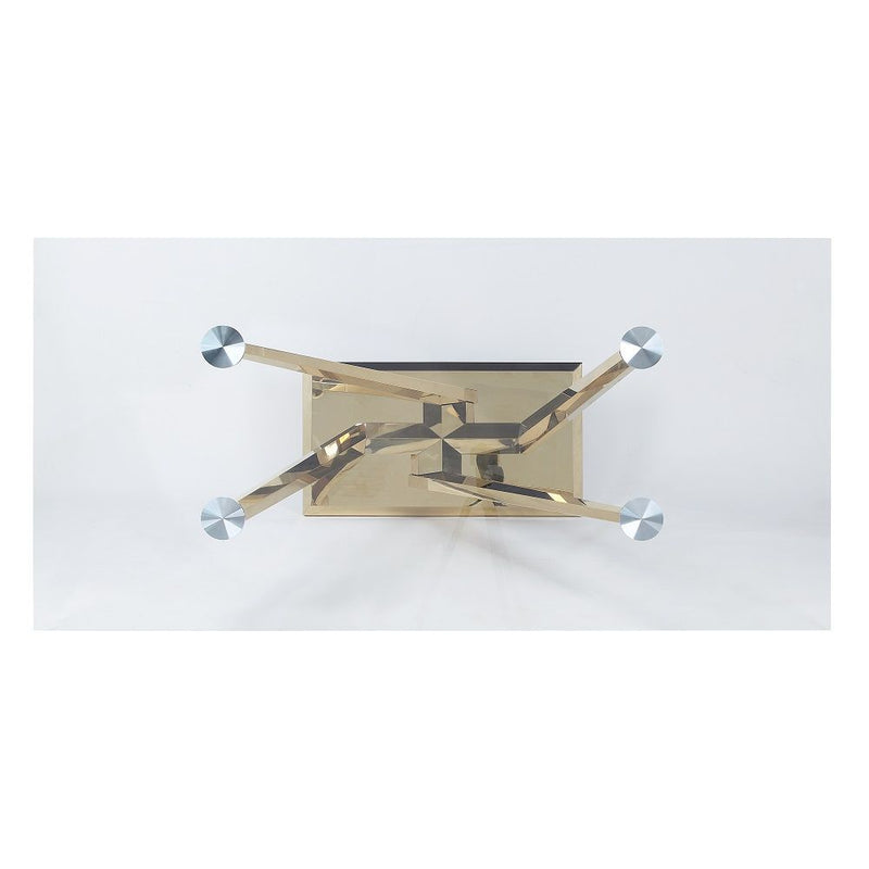 Barnard - Dining Table - Clear Glass & Mirrored Gold - R&R Furniture Gallery (Fountain Valley, CA)