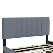 DreamHaus platform upholstered storage bed with two drawers and twin long trundle, showcasing a modern, padded bed frame with storage options.