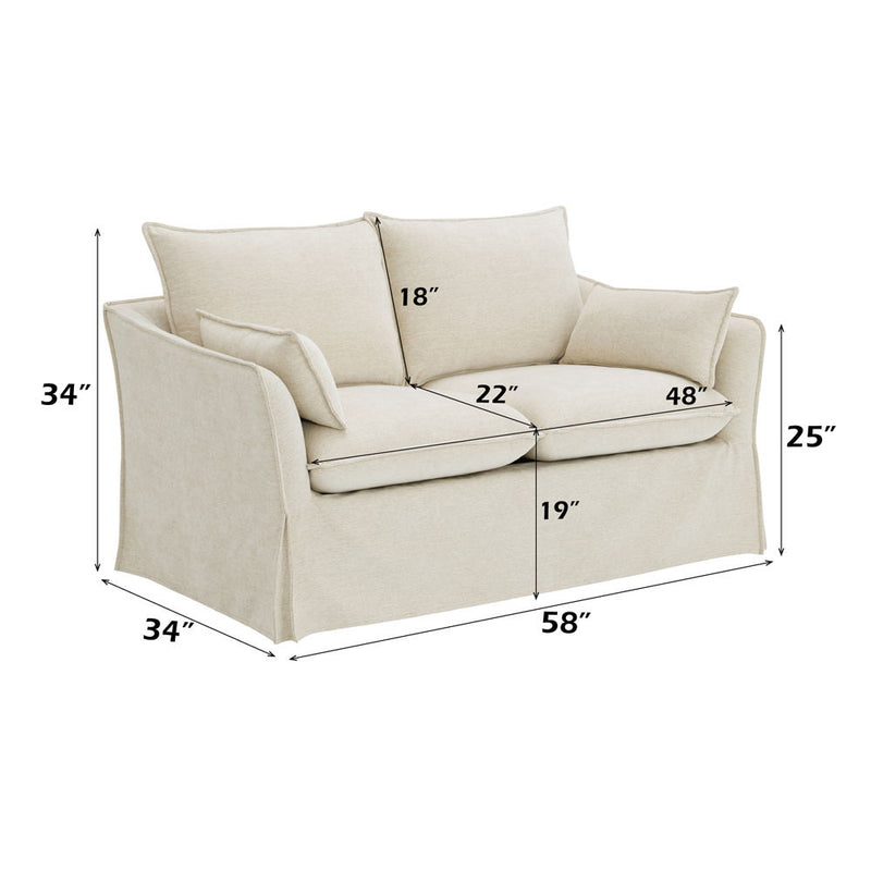 Shane - Loveseat With 2 Pillows - Beige Linen - R&R Furniture Gallery (Fountain Valley, CA)