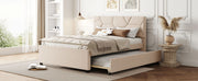 Upholstered Platform Bed With Brick Pattern Headboard And Twin Long Size Trundle - R&R Furniture Gallery (Fountain Valley, CA)