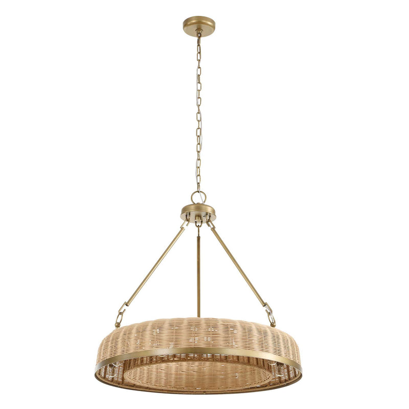 Ladakh - 9 Light Round Wicker Pendant - Gold