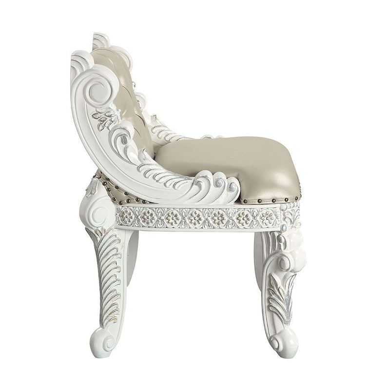 Vanaheim - Vanity Stool - Beige Synthetic Leather & Antique White - R&R Furniture Gallery (Fountain Valley, CA)