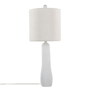Pair of Lumi Source Pearl contemporary table lamps in matte white with natural shell accents, set of two, modern decorative lighting.