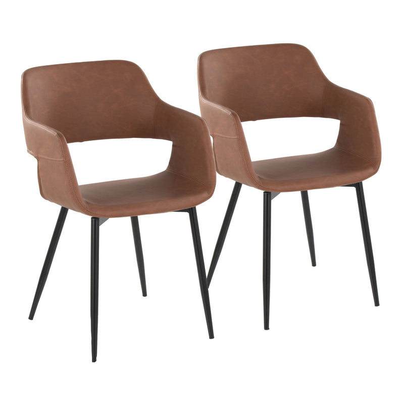 Lumi Source Margarite mid-century modern dining chair set of 2 with wooden legs and upholstered seats, stylish and comfortable for dining rooms.
