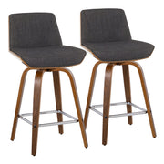 Lumi Source Corazza mid-century modern counter stool set with swivel seat, square footrest, and fixed height in stylish design