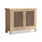 Jennifer Taylor Home Arden 2-door accent storage cabinet in natural wood finish with sleek design and modern hardware.