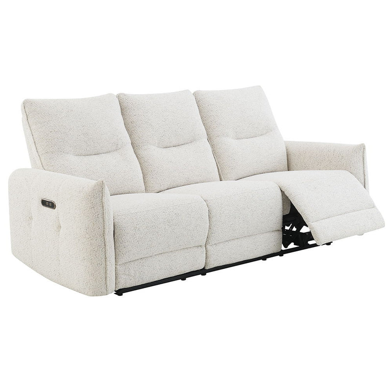 Lalisa - Power Motion Sofa With USB Port - Cream Chenille - R&R Furniture Gallery (Fountain Valley, CA)