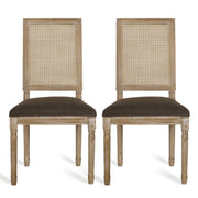 French Country Dining Chair With Rectangular Cane Backrest And Smooth Upholstered Seating - R&R Furniture Gallery (Fountain Valley, CA)