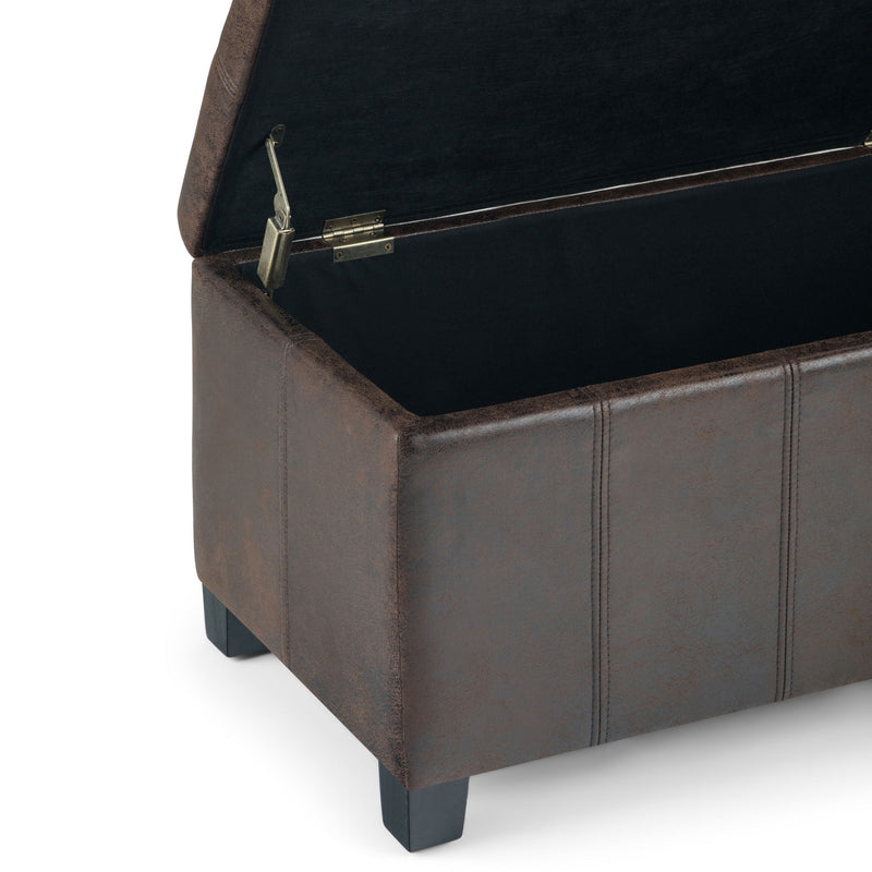 Dover - Storage Ottoman Bench - Distressed Brown - R&R Furniture Gallery (Fountain Valley, CA)