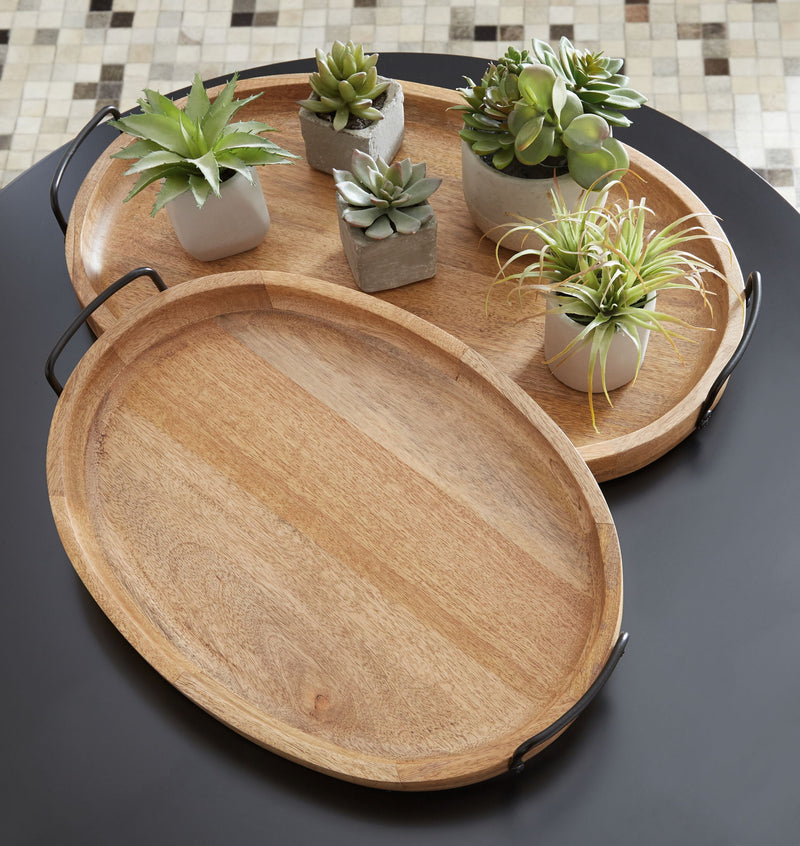 Jocelyne - Tray Set (Set of 2) - Brown / Black - R&R Furniture Gallery (Fountain Valley, CA)