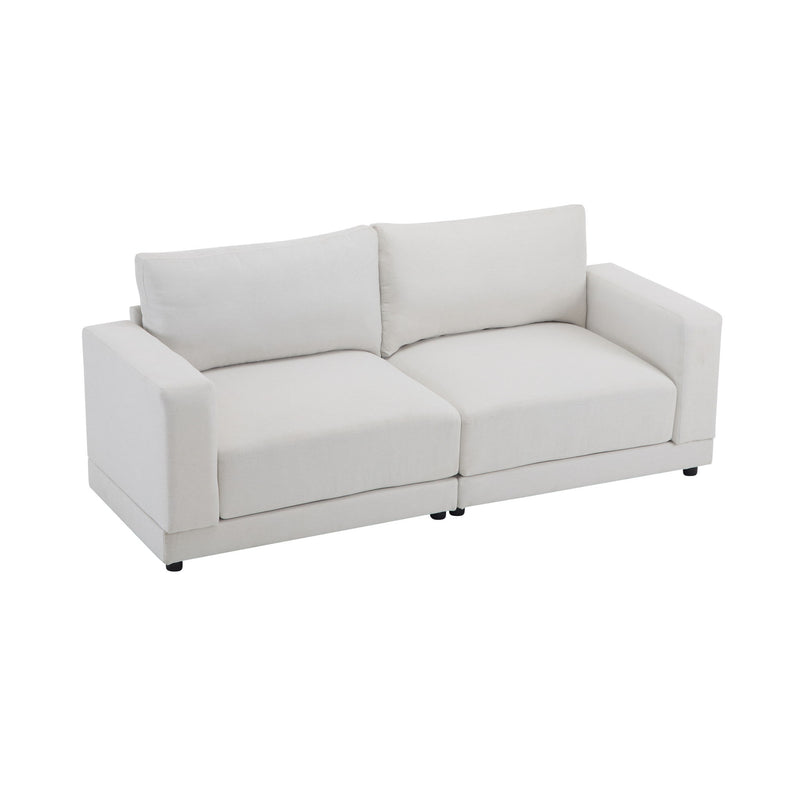 Modern Square Arm Sofa With Soft Fabric Upholstery, Deep Cushions - R&R Furniture Gallery (Fountain Valley, CA)