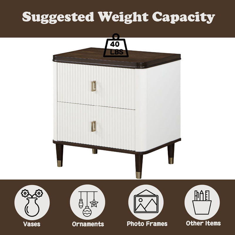 Carena - Nightstand With USB - White & Brown - R&R Furniture Gallery (Fountain Valley, CA)