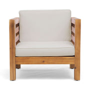 Outdoor Acacia Wood Patio Chair With Fabric Cushion - R&R Furniture Gallery (Fountain Valley, CA)