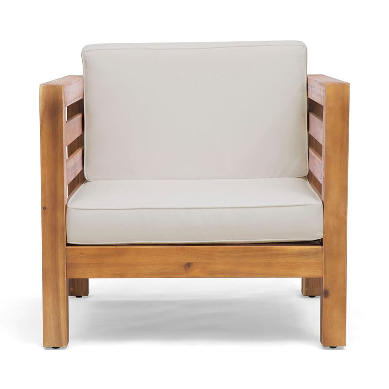 Outdoor Acacia Wood Patio Chair With Fabric Cushion - R&R Furniture Gallery (Fountain Valley, CA)