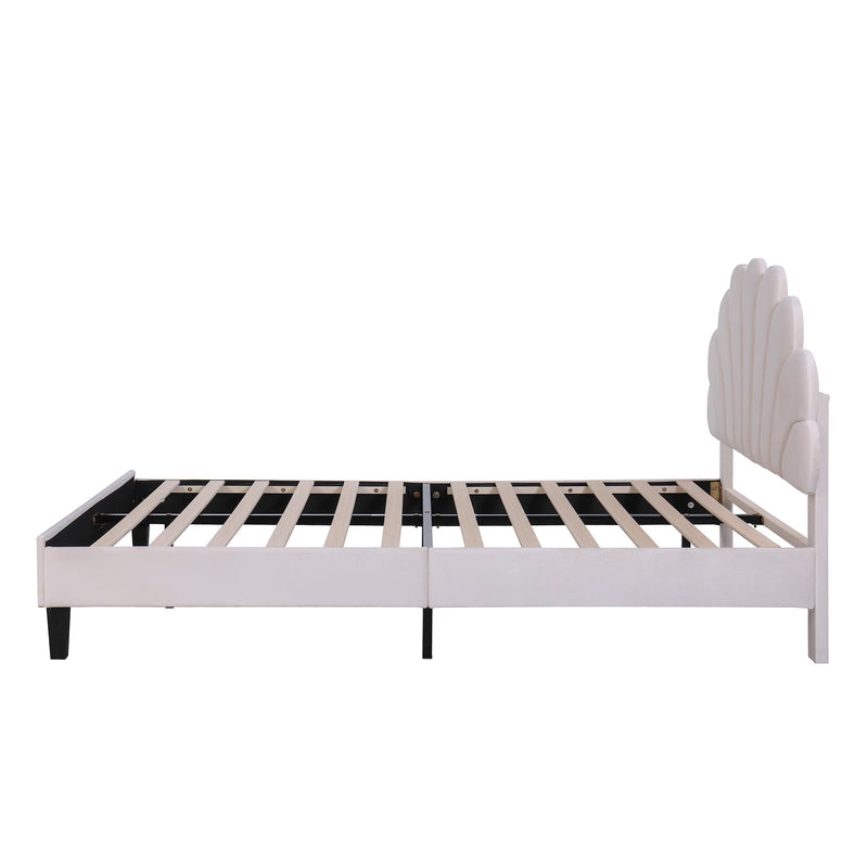 Upholstered Platform Bed With Flower Pattern Headboard - R&R Furniture Gallery (Fountain Valley, CA)