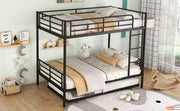 DreamHaus steel construction bunk bed with sturdy frame and ladder, ideal for space-saving bedroom sleeping arrangements.