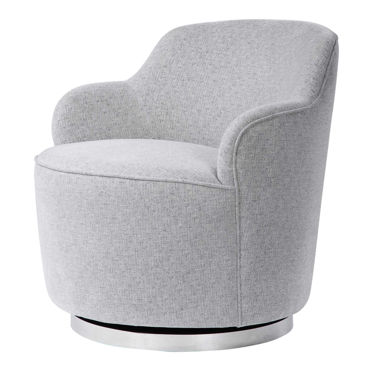 Gray Hobart casual swivel chair by Uttermost featuring a modern design with a cushioned seat and sleek metal base.