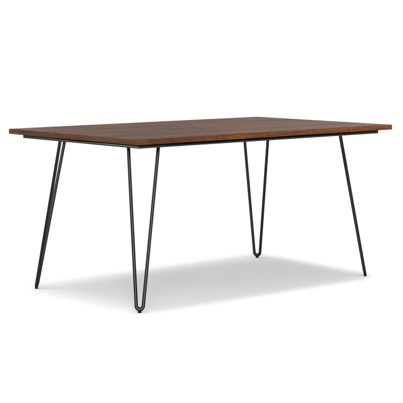 Simpli-Home Hunter square tabletop dining table with wooden finish, ideal for modern dining room settings.