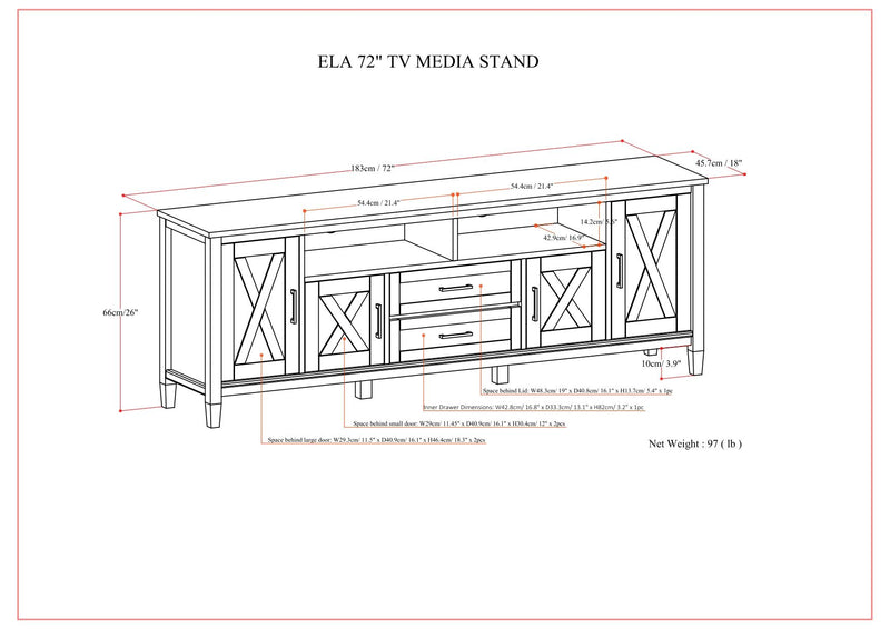 Ela - TV Media Stand - Smoky Brown - R&R Furniture Gallery (Fountain Valley, CA)
