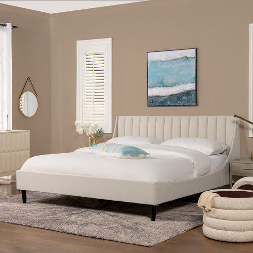 Aspen - King Vertical Tufted Headboard Platform Bed Set - Light Beige - R&R Furniture Gallery (Fountain Valley, CA)