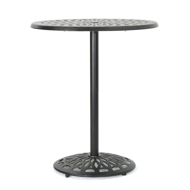 Elegant Cast Aluminum Round Bar Table With Romantic Filigree Design - Copper - R&R Furniture Gallery (Fountain Valley, CA)