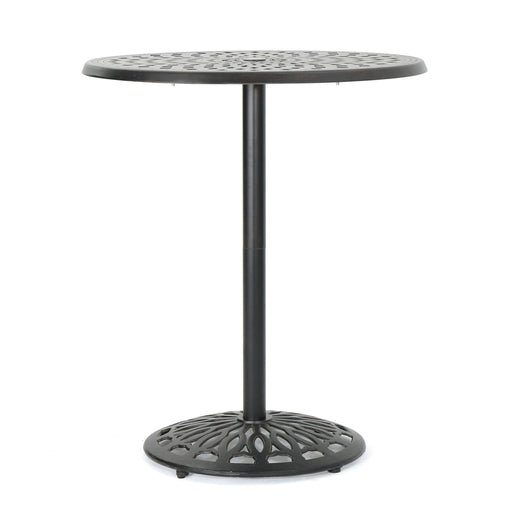 Elegant Cast Aluminum Round Bar Table With Romantic Filigree Design - Copper - R&R Furniture Gallery (Fountain Valley, CA)