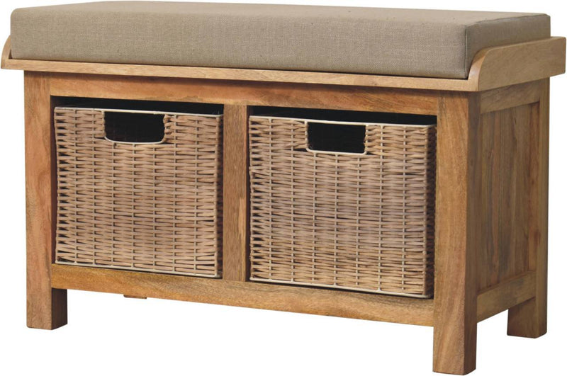 Rattan Basket Linen Bench - Brown - R&R Furniture Gallery (Fountain Valley, CA)