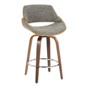 Lumi Source Fabrizzi mid-century modern counter stool set with swivel, round footrest, and sleek design for modern kitchen or bar area.