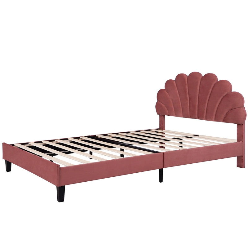 Upholstered Platform Bed With Flower Pattern Headboard - R&R Furniture Gallery (Fountain Valley, CA)