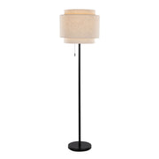 Lumi Source Tier contemporary floor lamp with a sleek, modern design featuring a curved metal stand and fabric shade.