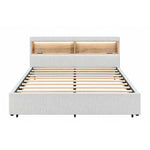 Sacha - Bed With LED And Bookcase Headboard, Built In Siderail Storage