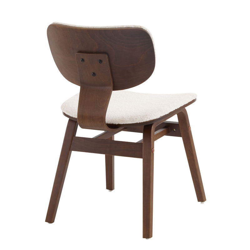 Modern Boucle Fabric Upholstered Side Chair, Bentwood Frame - White / Walnut - R&R Furniture Gallery (Fountain Valley, CA)
