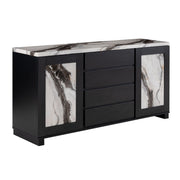Stacey - Buffet With Storage Drawers And Marble Detailing - Black / Marble - R&R Furniture Gallery (Fountain Valley, CA)