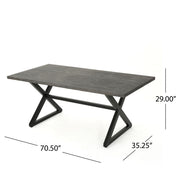 Outdoor aluminum dining table with steel frame by Noble House, showcasing a sleek, modern design for outdoor patio use.