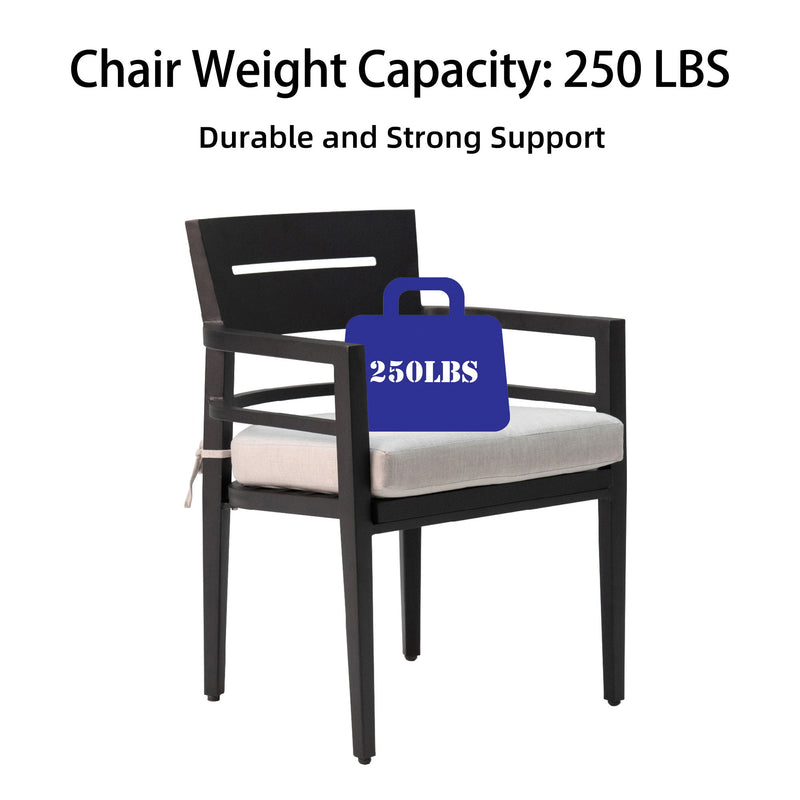 Outdoor Modern Dining Set, Chairs Sunbrella Cushioned And Dining Table With Umbrella Hole - R&R Furniture Gallery (Fountain Valley, CA)