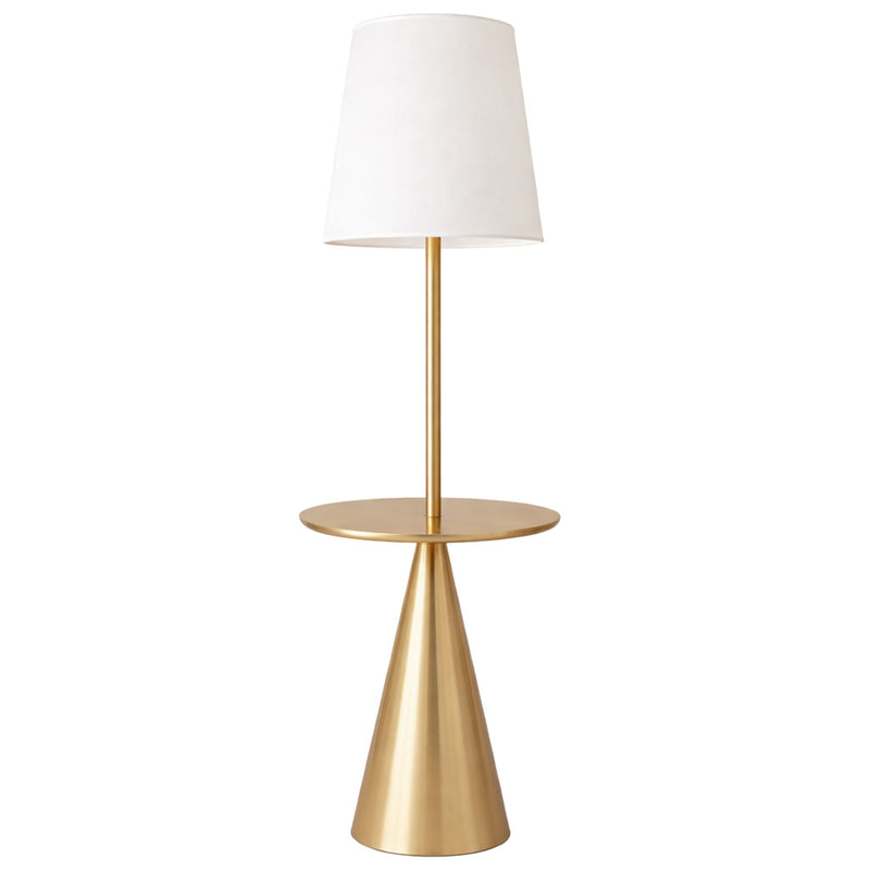 Celestial - Modern Floor Lamp With Accent Table With Large Shade - Gold / White - R&R Furniture Gallery (Fountain Valley, CA)