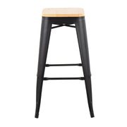 Set of two Lumi Source Oregon contemporary barstools with sleek metal frames and cushioned seats, ideal for modern kitchen or bar area.