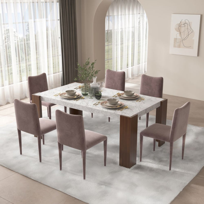 Hettie - Dining Table With Engineeed Stone Top - Engineered Stone Top & Brown - R&R Furniture Gallery (Fountain Valley, CA)